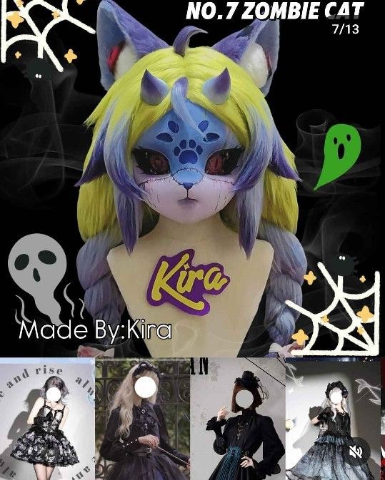 Zombie Cat Fursuit Head