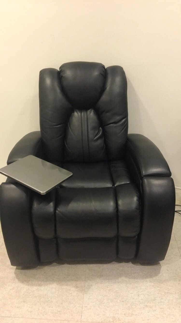 Electric Black Leather Recliner