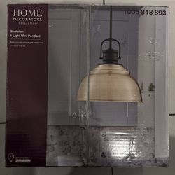 Shelston 13 in. 1-Light Antique Gold and Black Farmhouse Pendant Light Fixture with Metal Shade