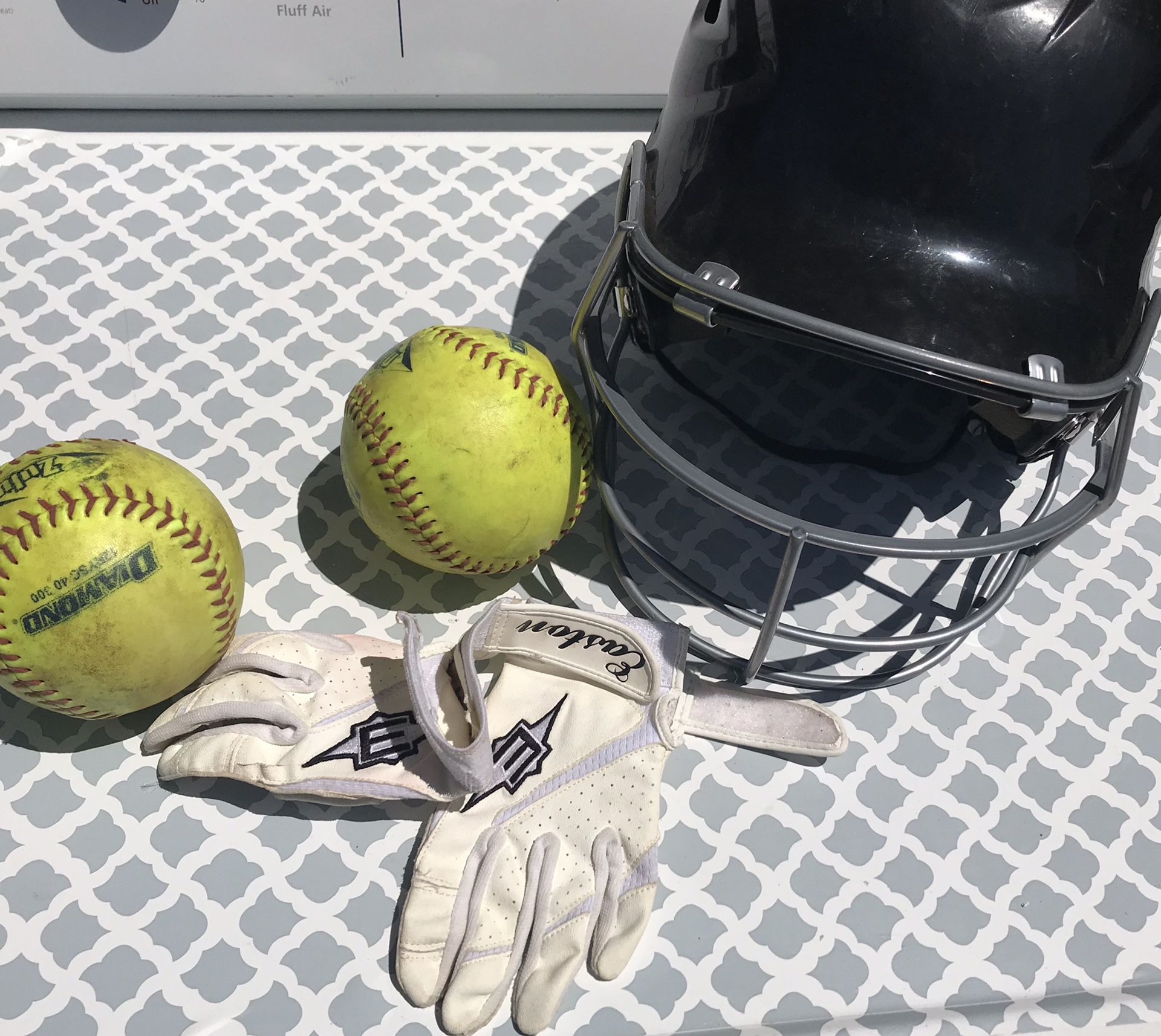 Kids Softball Helmet/ small gloves,2 softballs $25