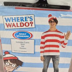 Where's Waldo Costume Adult Size 3 Piece Set UNISEX OSFM 