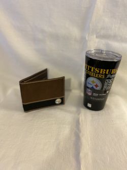 Pittsburgh Steelers 16oz insulated cup and leather wallet