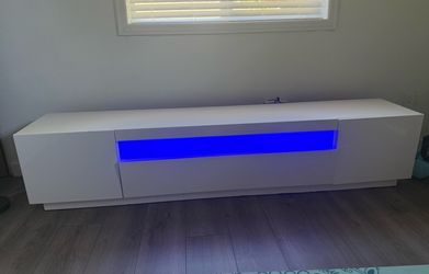 White color changing tv stand with storage