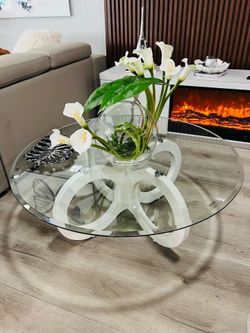 Mesa de centro cristal redondo