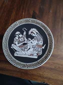 Vintage 70s decorative plate kepameikh amamnon hand painted in greece