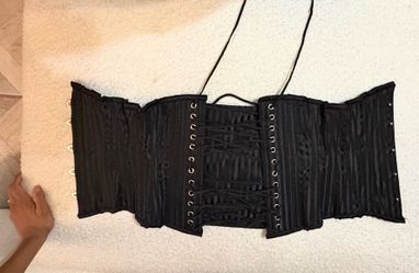 Black Lace-Up Corset Waist Belt