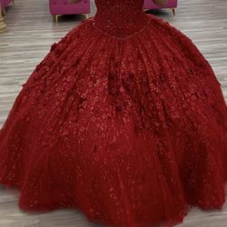 red quinceanera dress
