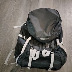 Jansport Klamath 55 Hiking Camping Backpack Aluminum Frame Black Grey