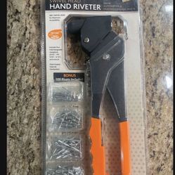 Swivel Head Rivet Gun Kit with 100 Pcs Multi Rivets, Anti-slip Hand Riveter Set