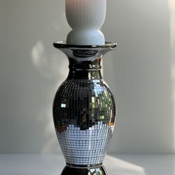 Ceramic Mirrored Mosaic Disco Ball Effect Pillar Candle Holder