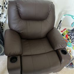 Brown Leather Single Recliner 