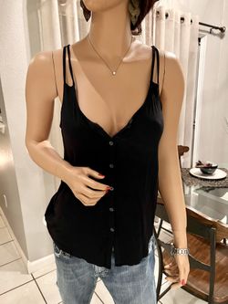 Black button-up, double-strap Old Navy tank top (xs)