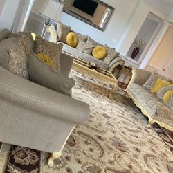 Entire Family Room Set for $550 Cash Only. Hand Crafted 6 Piece Set-Includes Sofa, Loveseat, Chaise, 2 End Tables, Coffee Table. 