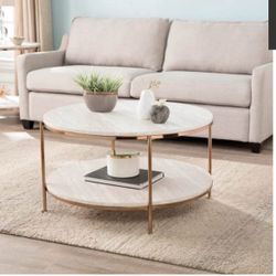 Round Faux Stone Coffee Table