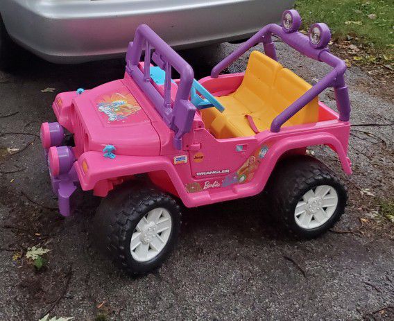 Power Wheels Barbie Jeep With 12v Battery And Charger