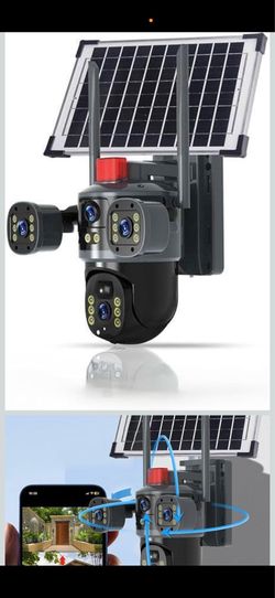 Triple-Lens Solar 360° Dome Camera, Security Cameras Wireless Outdoor, Cameras for Home Security, 2-Way Audio, 360° Pan & Tilt Surveillance