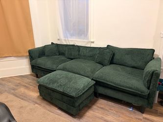 Large Dark Green Sofa + Matching Ottoman – $350 OBO