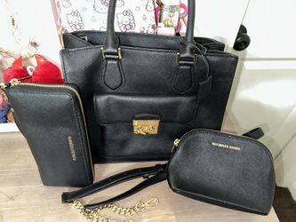 Michael Kors Black Bag, Wallet And Pouch