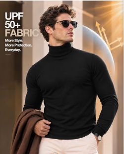 Mens Turtleneck, Long Sleeves, Soft Feel, Breathable, Lightweight & Comfortable