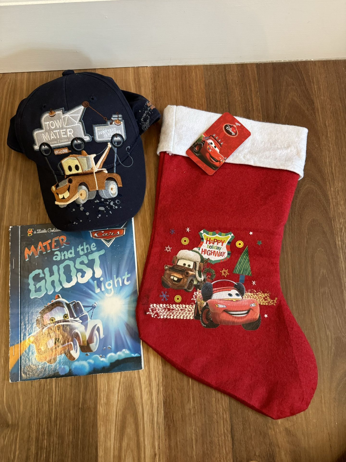 Disney Cars Tow Mater Hat, Book, & Christmas Stocking
