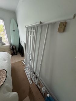 White Metal queen  Bed Frame with Headboard