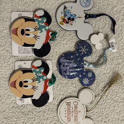Disney Parks Mickey & Minnie Christmas Ornaments Lot (5)