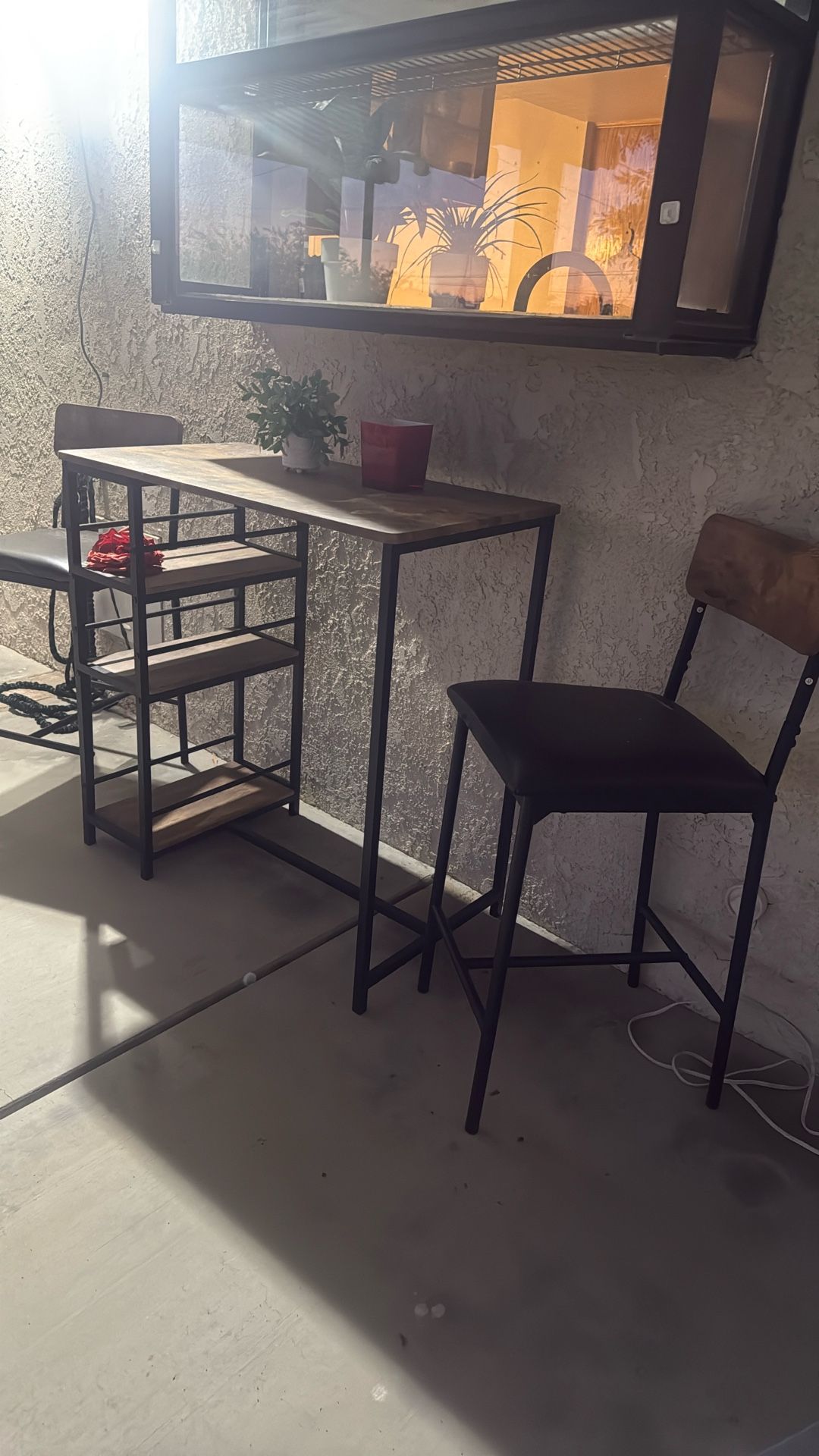 Dining Table Set for 2, Counter Height Kitchen Table with 2 Upholstered Bar Stools