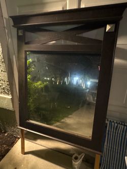 Dark Wood Framed Wall Mirror