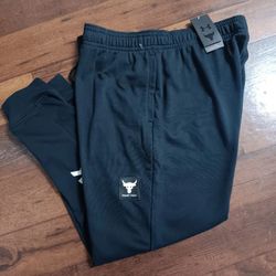 Under Armour Project Rock Mens Terry Joggers Pants 1377430-001 Black White XXL