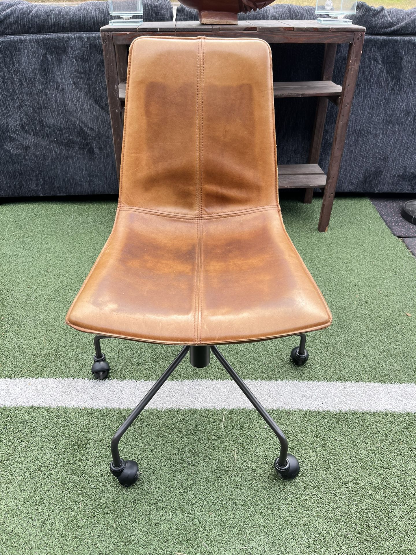 West Elm Slope Leather Swivel Office Chair