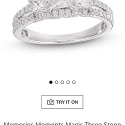 Three-Stone Diamond Engagement Ring 1 ct tw Princess/Round 14K White Gold SIZE 9