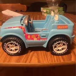 Barbie 1999 Blue Jeep Wrangler Beach Cruiser Car