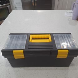 Lightly used small-midsize heavy duty plastic Tool box...Like new