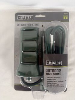 Master Electrician Outdoor Yard Stake 3 Outlets 6ft Cord