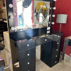 Black Vanity w/Lights and Drawers 👍90 days FREE FINANCING ❗NO CREDIT CHECK❗ 