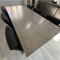 Modern Gray Dining Table + Chairs – Excellent Condition