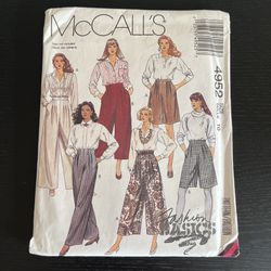 McCall’s Sewing Pattern 4952 Size 16 Pants Shorts 1988