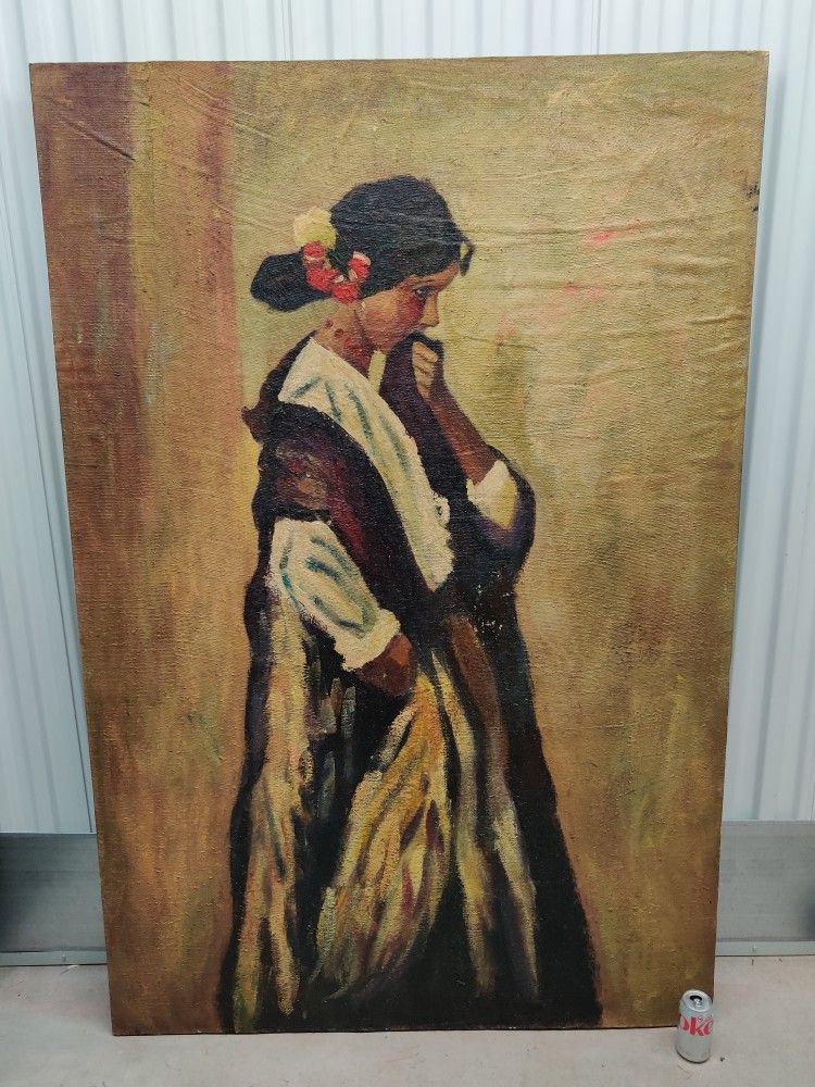 Extra Large Canvas on Wood Spanish Woman