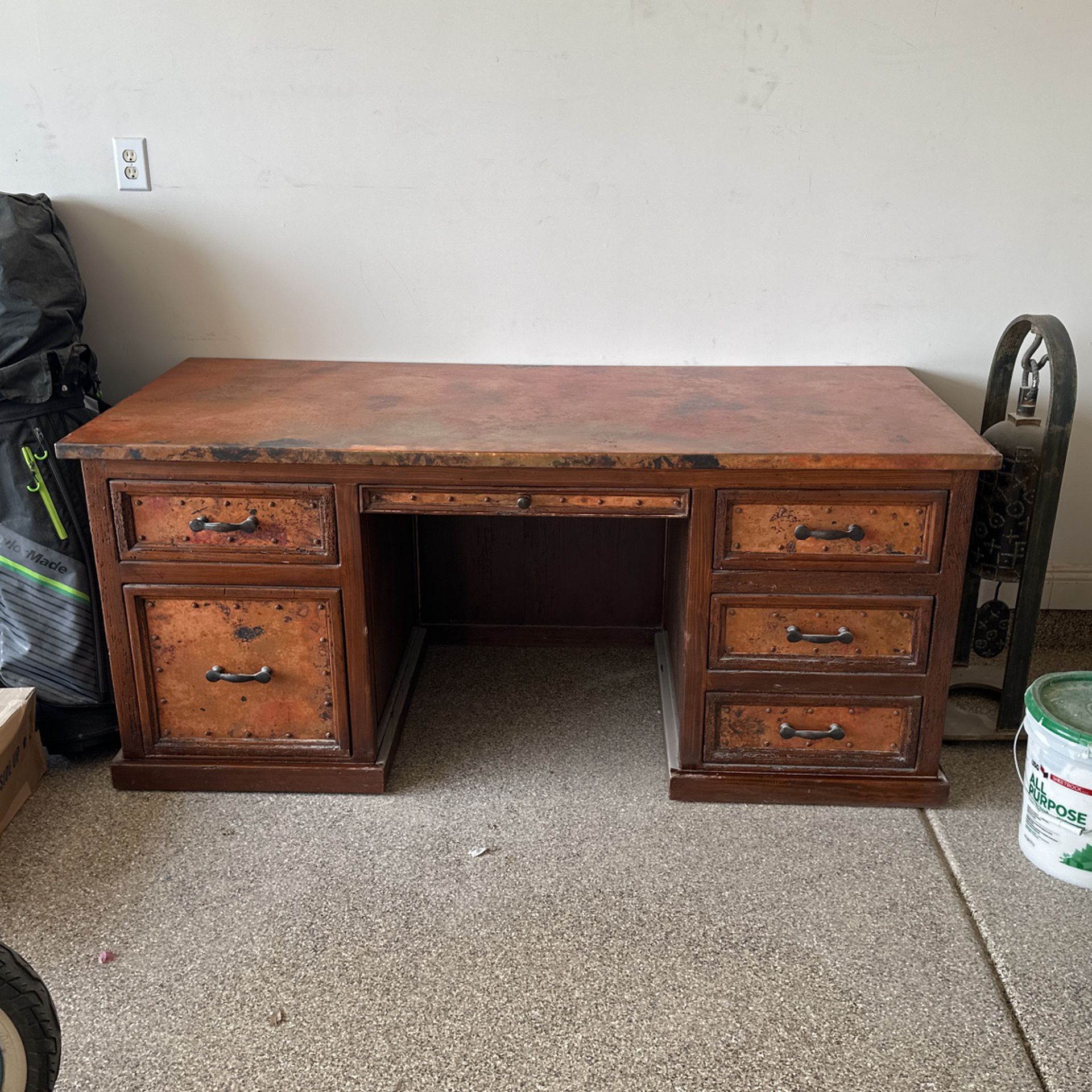 Rustic Hammered Copper Desk