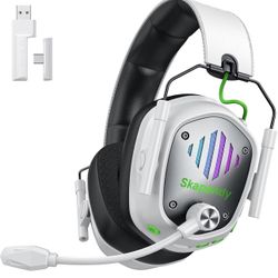 Wireless Gaming Headset for PC, PS5, PS4, Switch, Mac, Mobile Phone, USB&Type-C 2.4GHz Gaming Headphones with ENC Noise Cancelling Mic, 50mm Drivers,