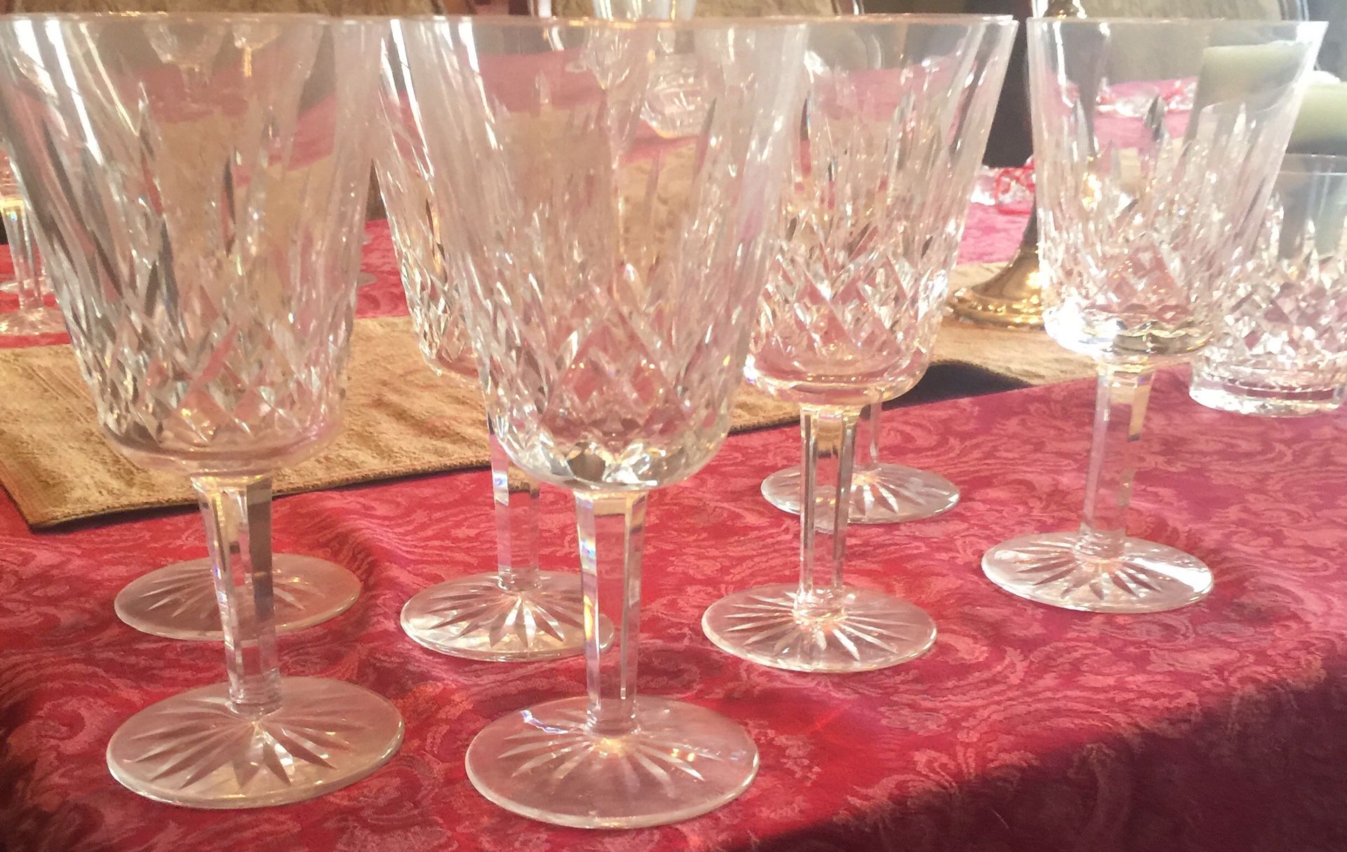 Seven Waterford Lismore goblet 8 ounce glasses
