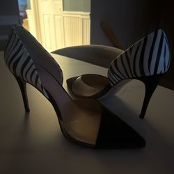 Black and white zebra print high heel courts #glam #partyshoes