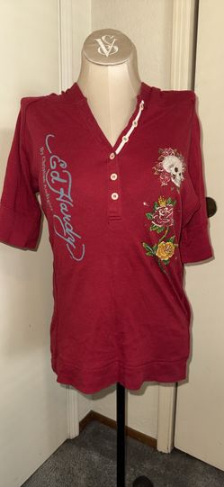 Women’s vintage ED Hardy button up hoodie (Large)