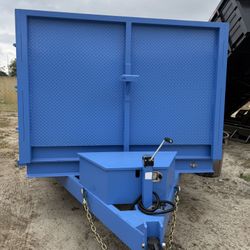 New Blue Scissor Lift Hydraulic Dump Trailer With Ramps & Toolbox 💎