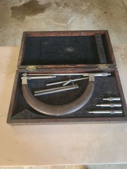 Vintage Large Outside Micrometer Set with Wooden Case