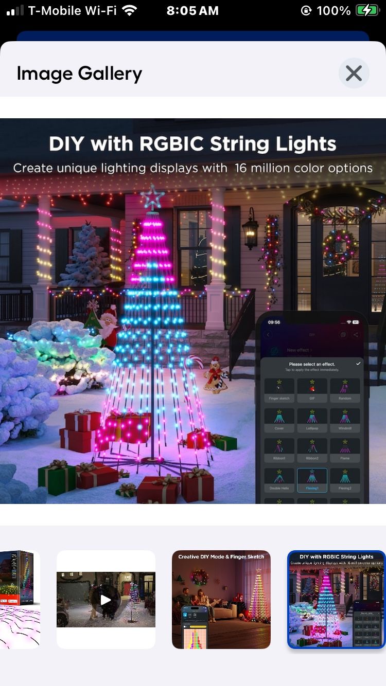 Govee Christmas Cone Tree Lights, 6ft 316 LEDs RGBIC Christmas Tree Lights with Smart App Control, IP67 Waterproof Outdoor String Lights for Xmas Deco