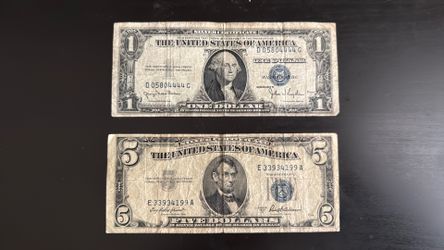 Collectible  currency  $5 and 1$ 1953