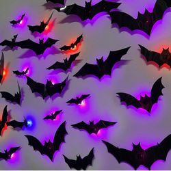 Halloween 3D Bat Wall Decor with LED Lights