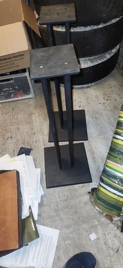 Black 30" high wood speaker stands