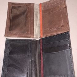 American Eagle Leather And Canvas Wallets- New